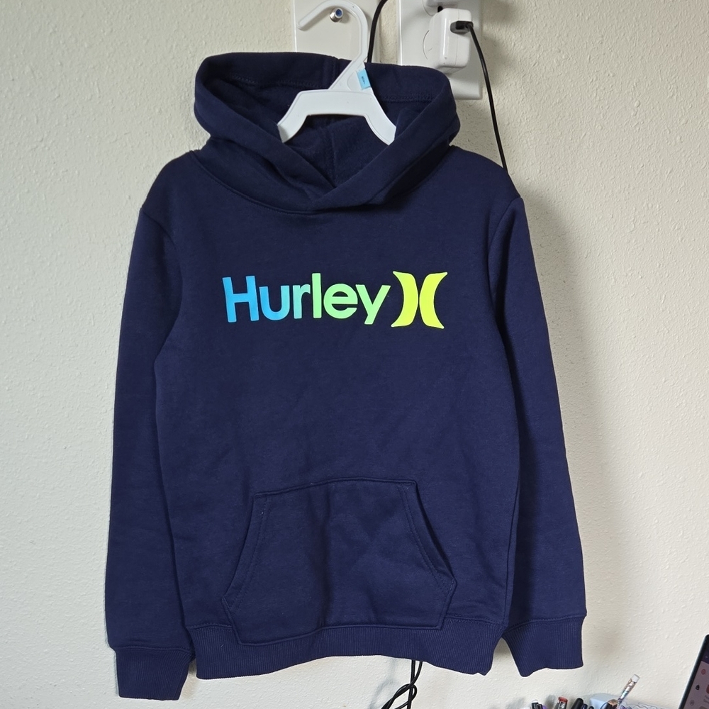 Hurley Kids Hoodie in Navy with Blue and Yellow Logo